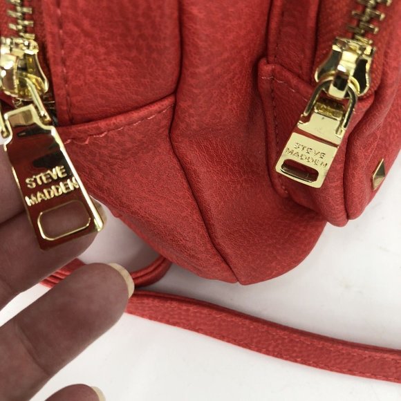 Steve Madden Convertible Gold Studded Red Mini Backpack Shoulder Bag - Picture 14 of 15